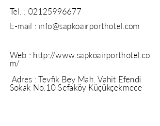 Sapko Airport Hotel iletiim bilgileri